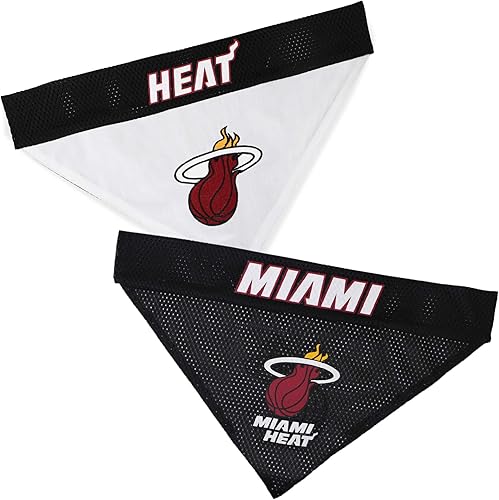 Bandana de perro NBA de Pets First - Bandana reversible para mascotas Miami Heat. Bandana deportiva de 2 lados para casa y fuera con un logotipo de