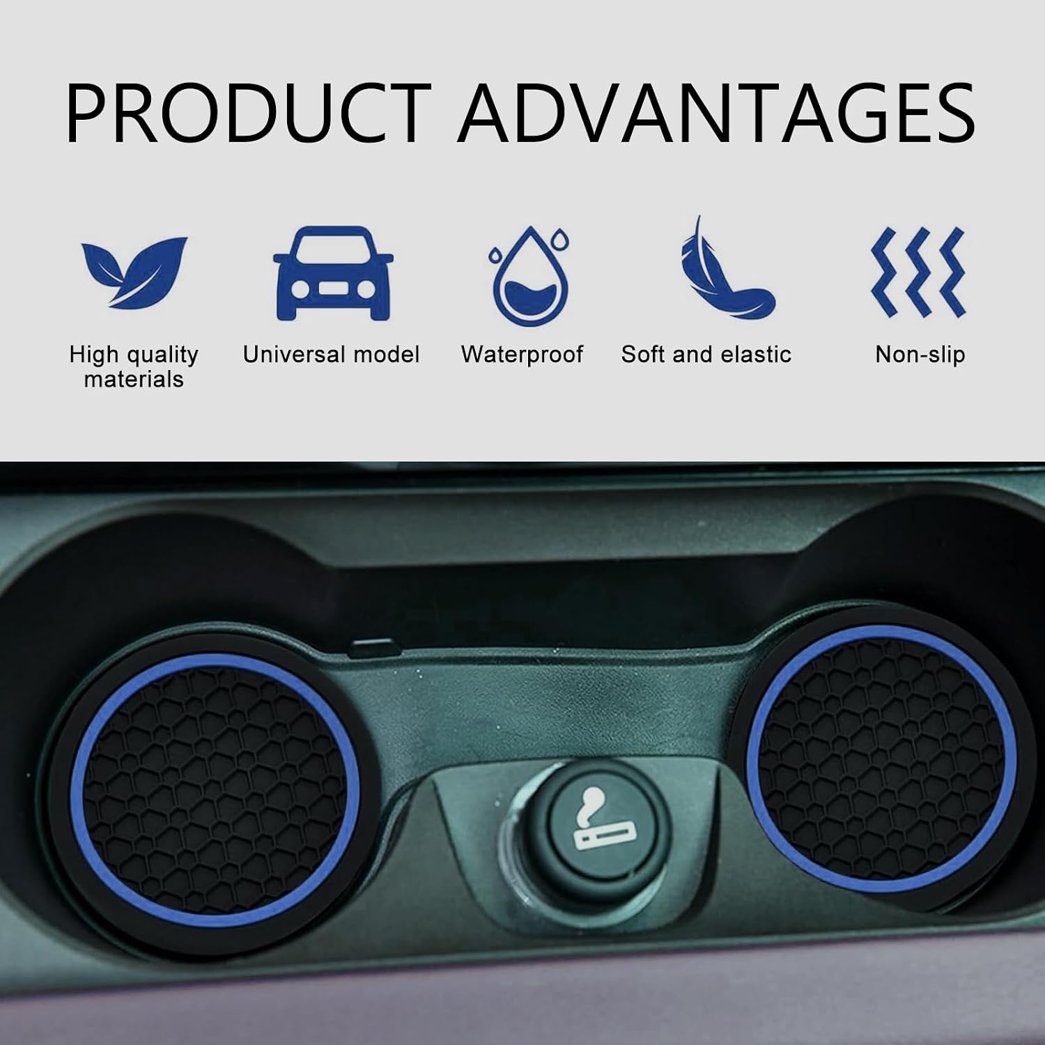 4PCS Car Cup Coasters, 2.75 Inch Cup Holder Coaster, Non-Slip Insert Auto Drink Holder, Cars Interior Accessories, Universal for Vehicles, SUVs, RVs (Blue) image 3