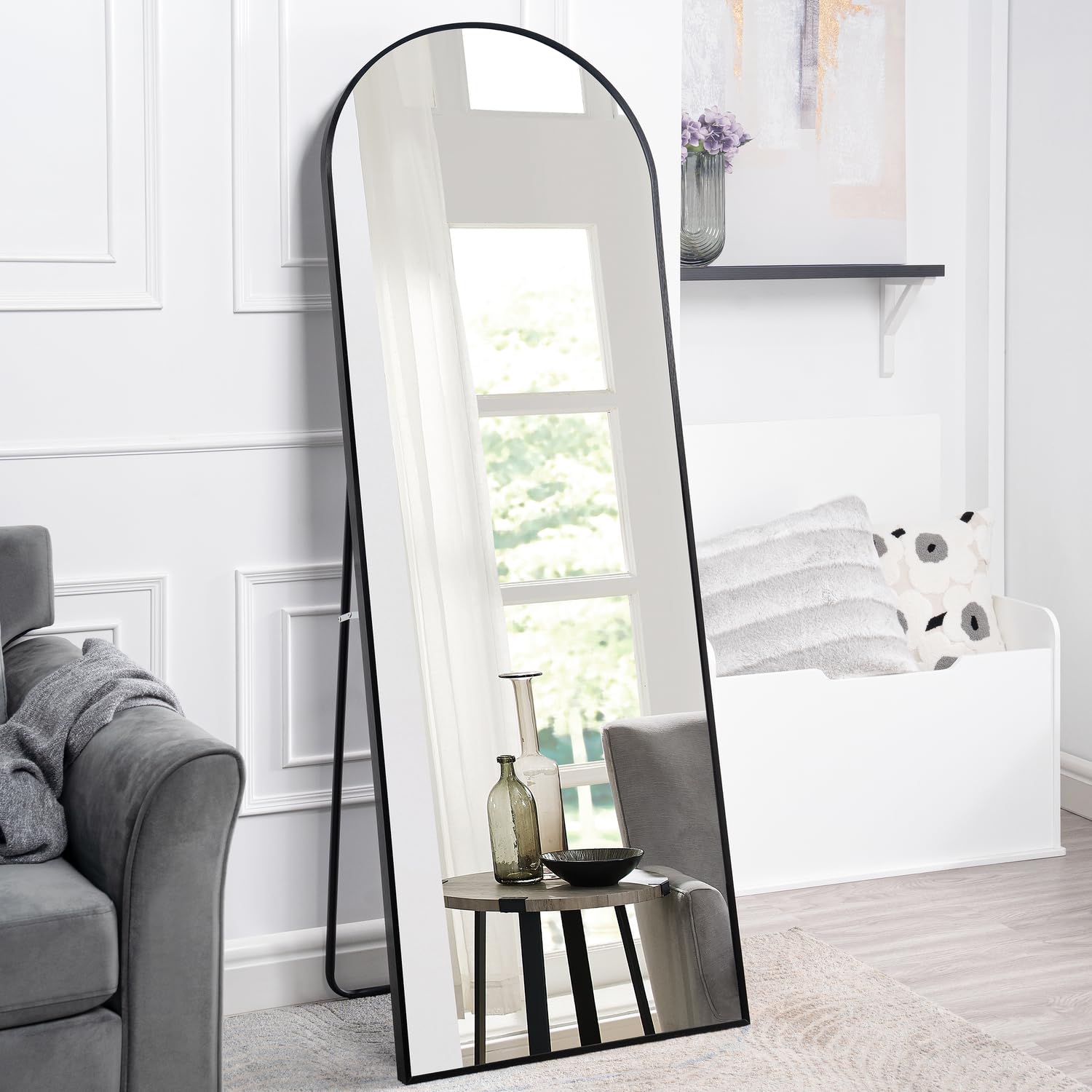 Naomi Home rera Makeup Vanity with 11 Lights Vanity Desk with Power Outlet Makeup Table 5 Drawers Large Mirror Dressing Table for Bedroom - White Stool