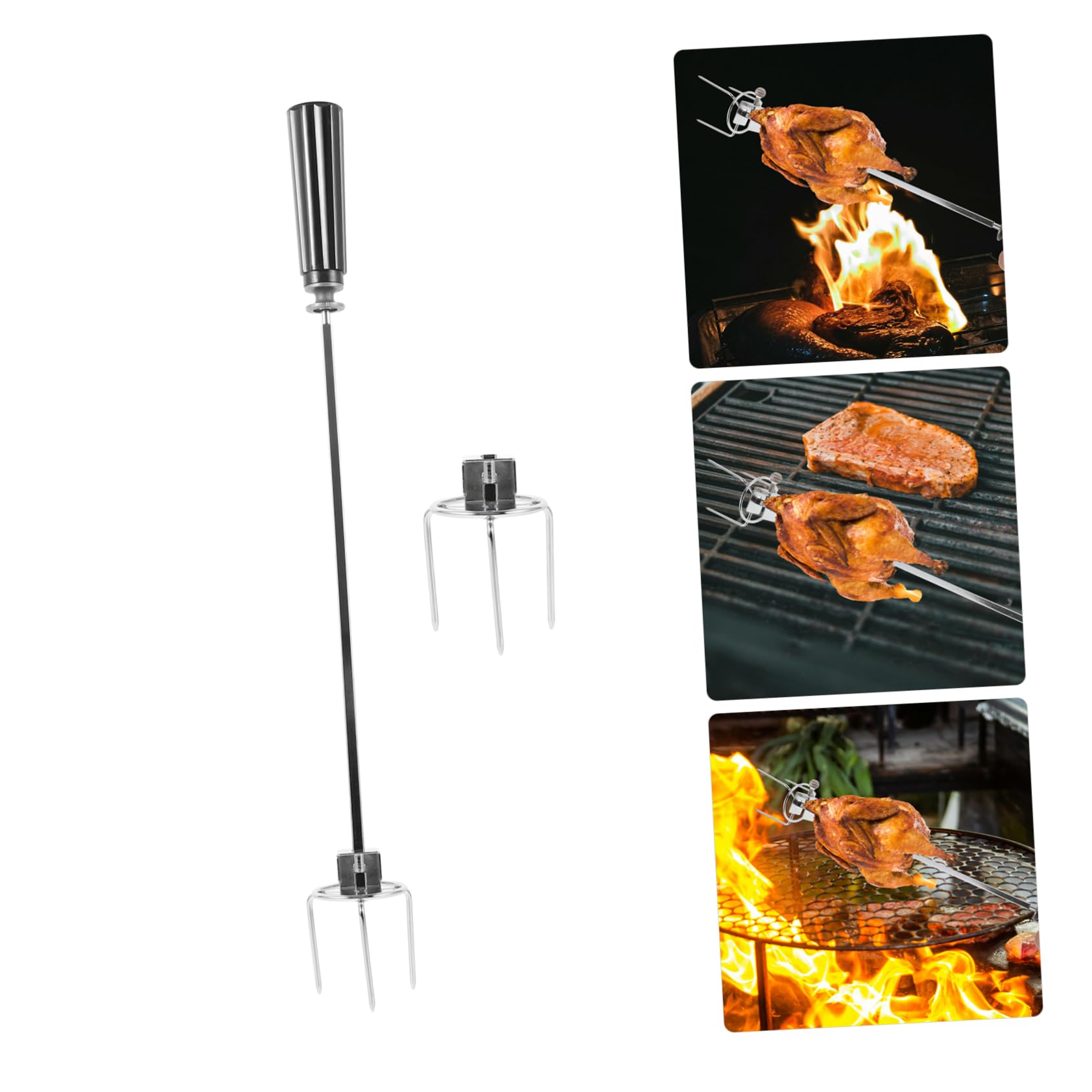 Hemobllo 3 Set Forchetta Da Barbecue Forchetta Per Friggitrice Ad Aria Bastoncini Da Barbecue Per Pollo Arrosto Spiedo Grigliare Spiedini Alla Griglia Acciaio Inossidabile Argento