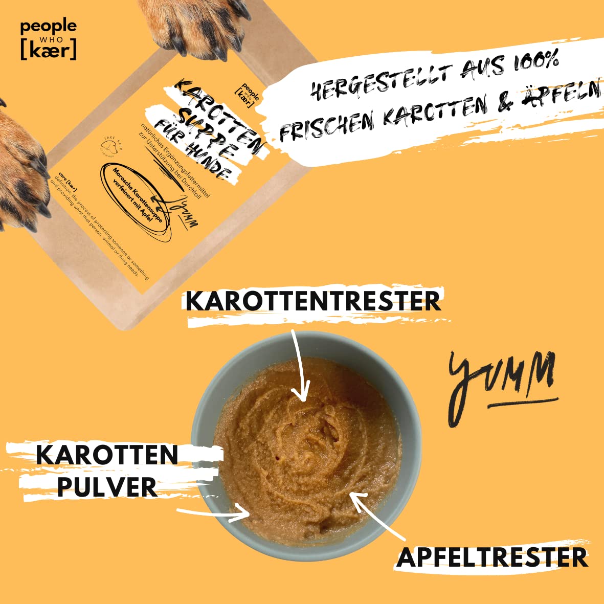 People who Kaer Moroche, Soupe aux carottes 200 g, haut rendement grâce à sa forme en poudre, prébiotiques pour aider en cas de diarrhée et de problèmes d'estomac, poudre de carotte avec grignon de