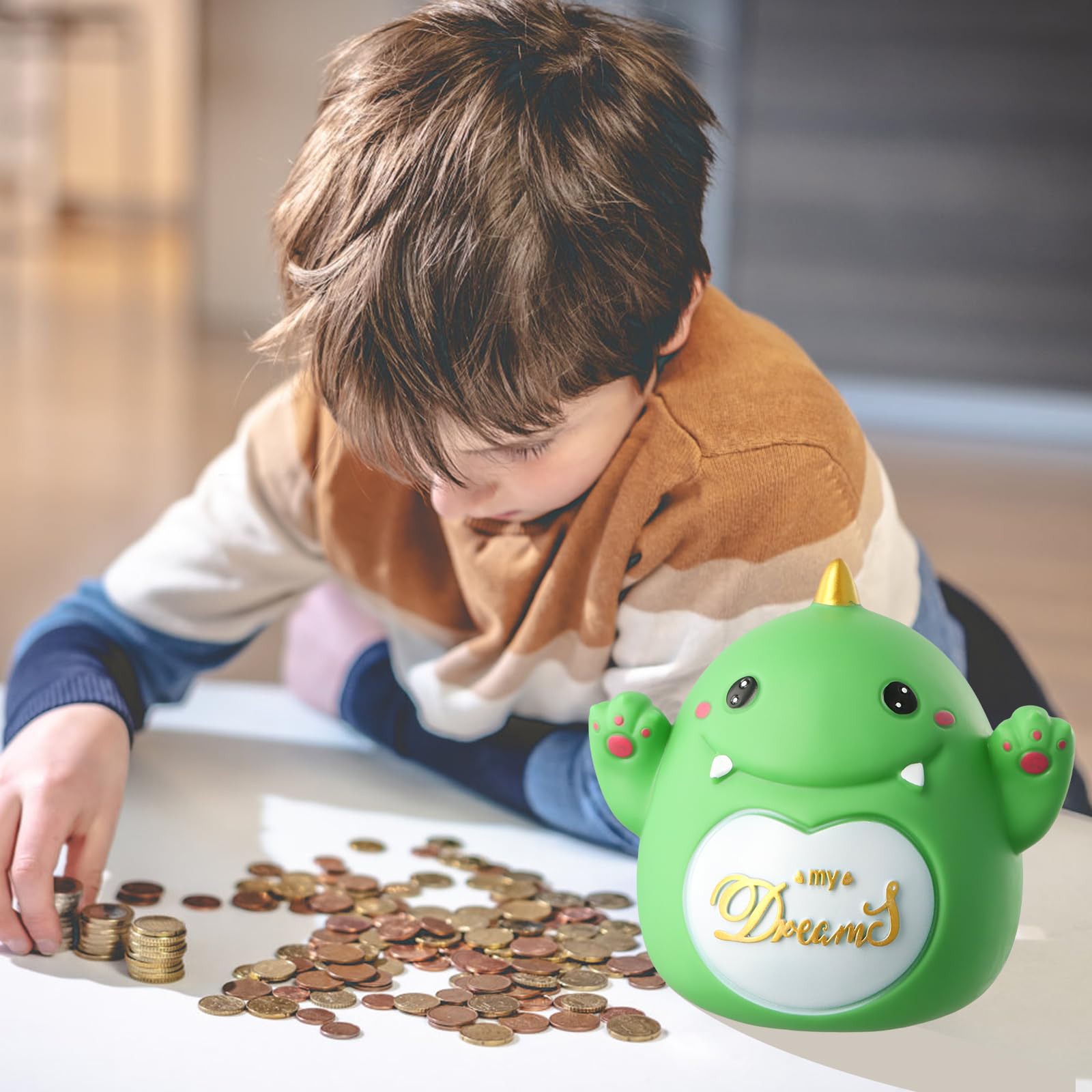 Salvadanaio Maiale E Dinosauro - Carino, Grande Capacità, Per Bambini E Decorazione Casa - Foto 5