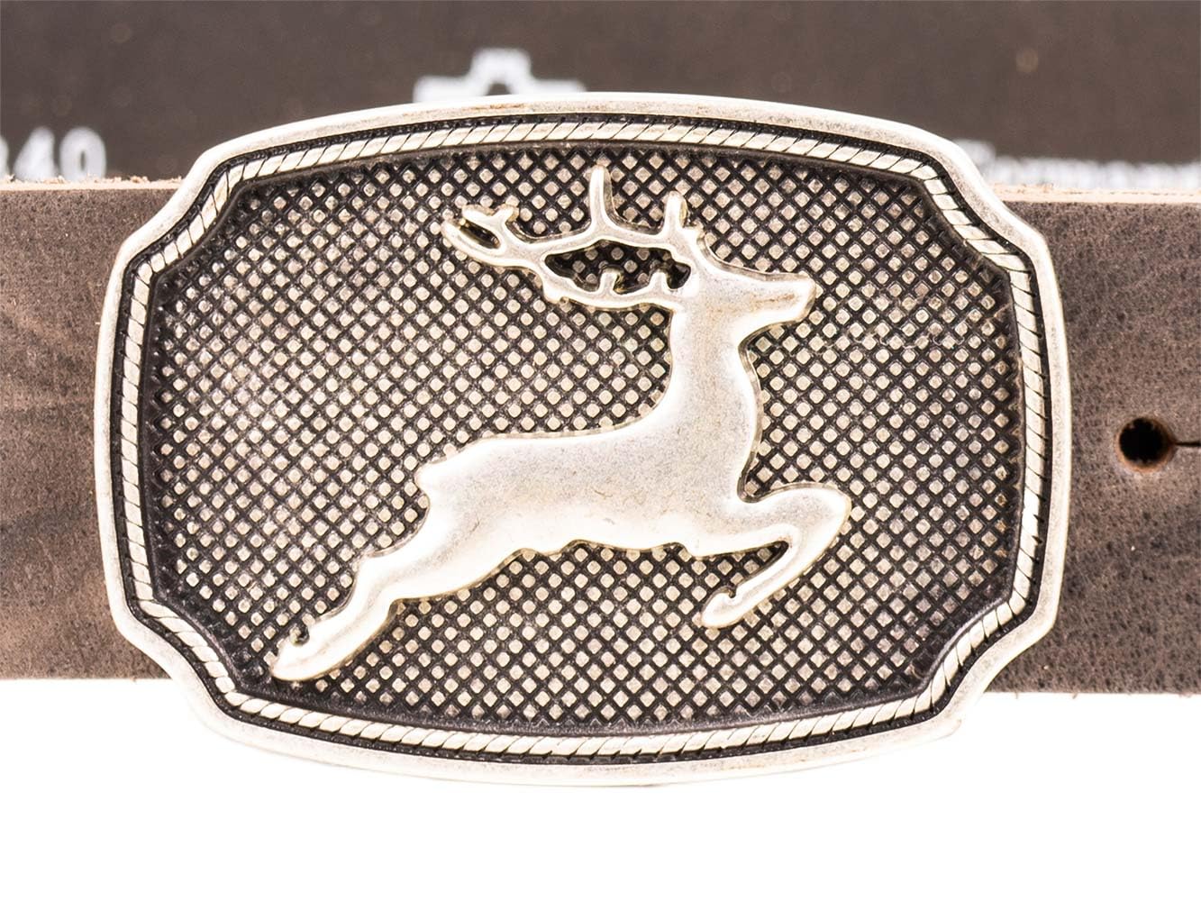 Goldschmidt Trachten Trachtengürtel Benno 40mm breit | Echtleder-Gürtel Made in Germany | Gürtelschnalle mit Hirsch | Für Lederhosen