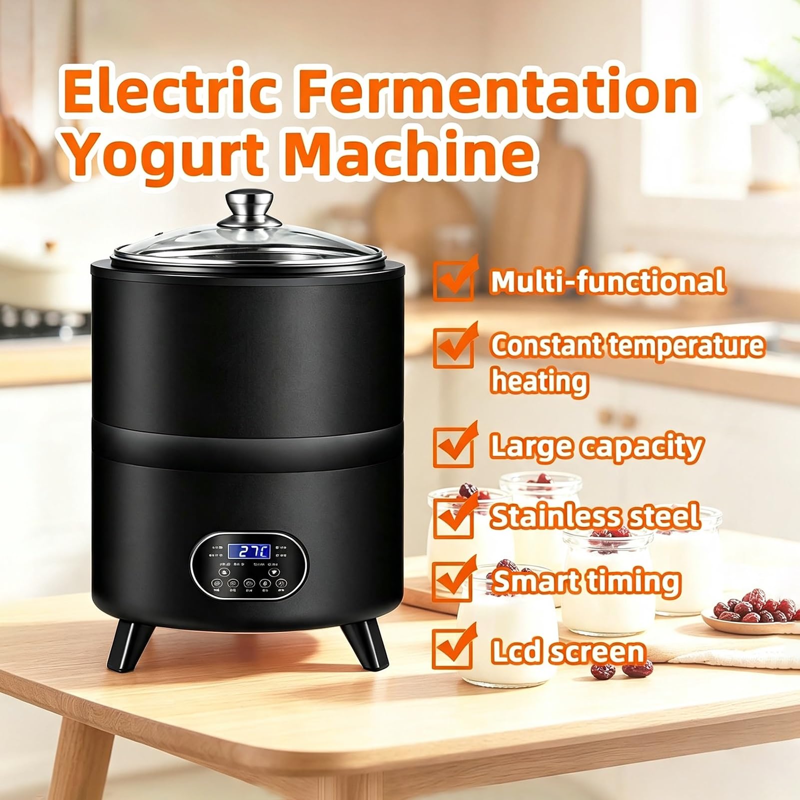 Yogurtera Comercial De 8/12 L,con Control De Tiempo Y Temperatura