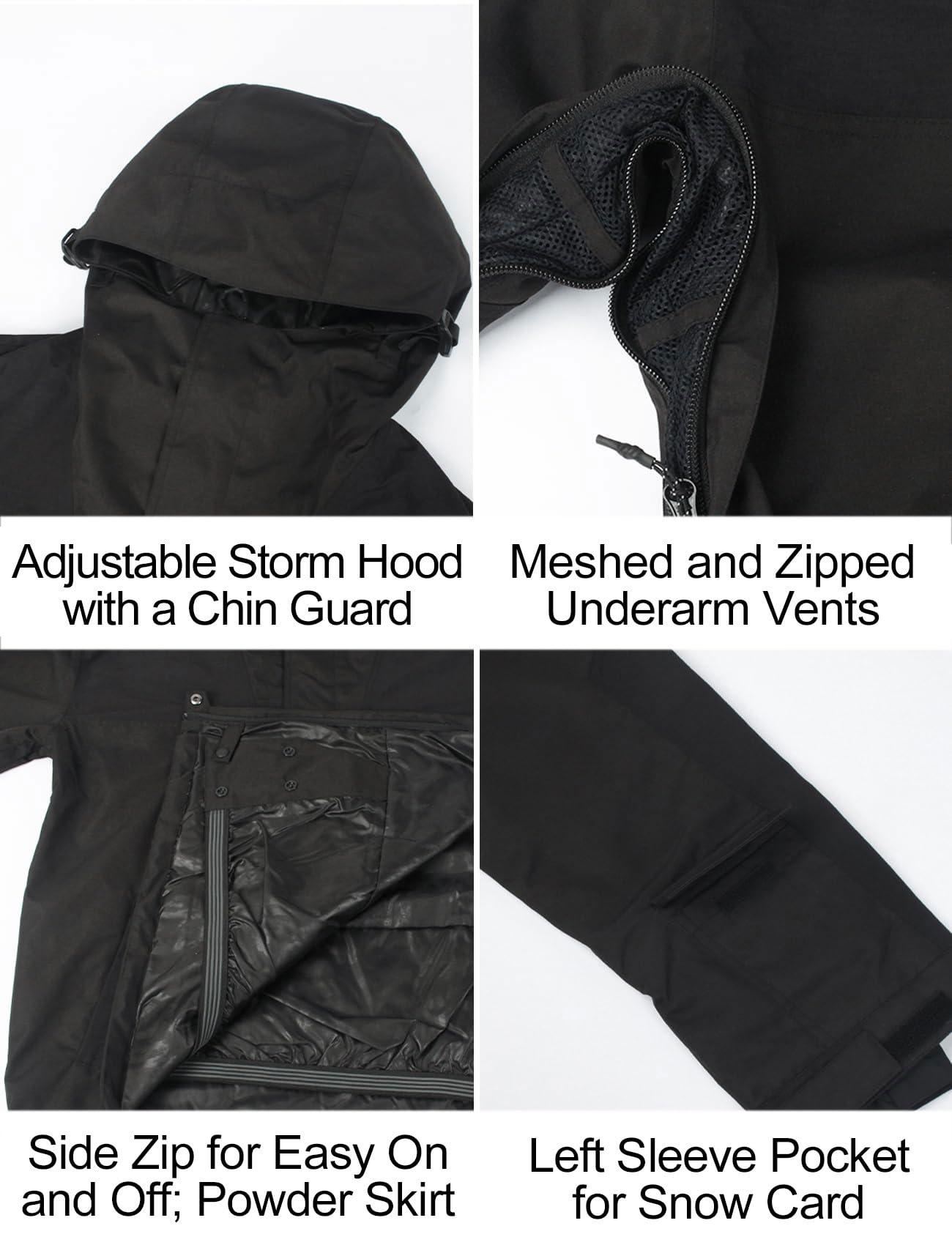 GSOU SNOW Chaqueta de Esquí Holgados Mujeres Hombres Impermeable Antiviento Transpirable Térmico con Capucha