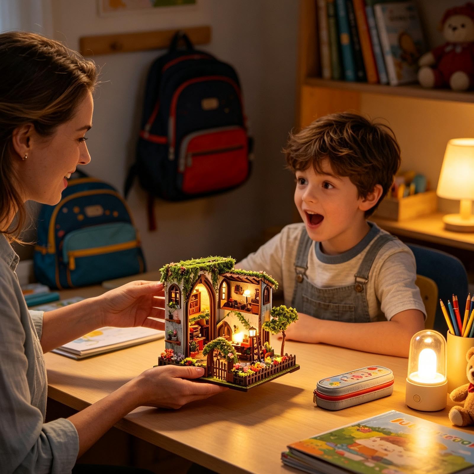 Kit Casa in Miniatura Luce Calda Realistica Creativa in Legno