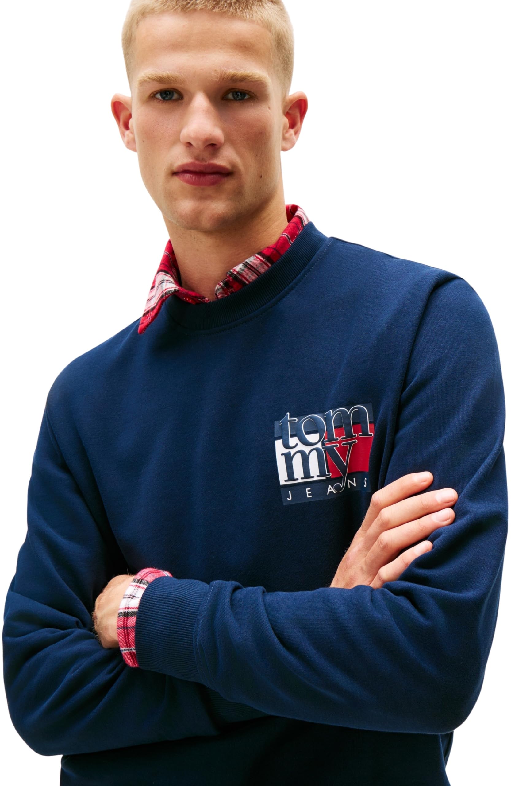 Tommy Jeans Tjm Reg RWB Flag Crew Ext Dm0dm22093 Felpa Pullover Unisex - Adulto (Pacco da 1)