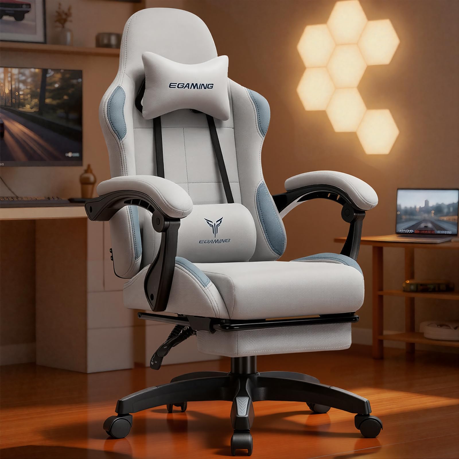 Amazon.co.jp: LUCKRACER ゲーミングチェア ファブリック 人間工学