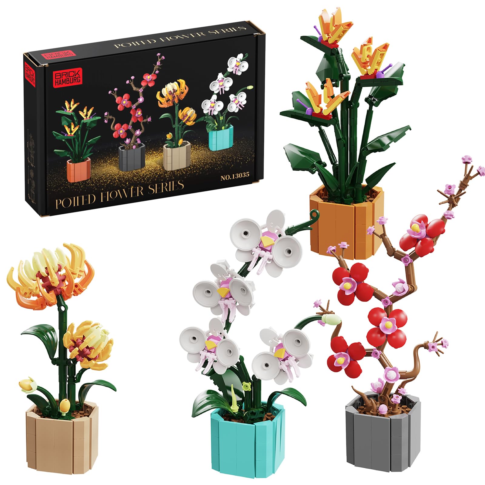 Amazon.com: BRICK HAMBURG Flower Bouquet Building Blocks 4 Set