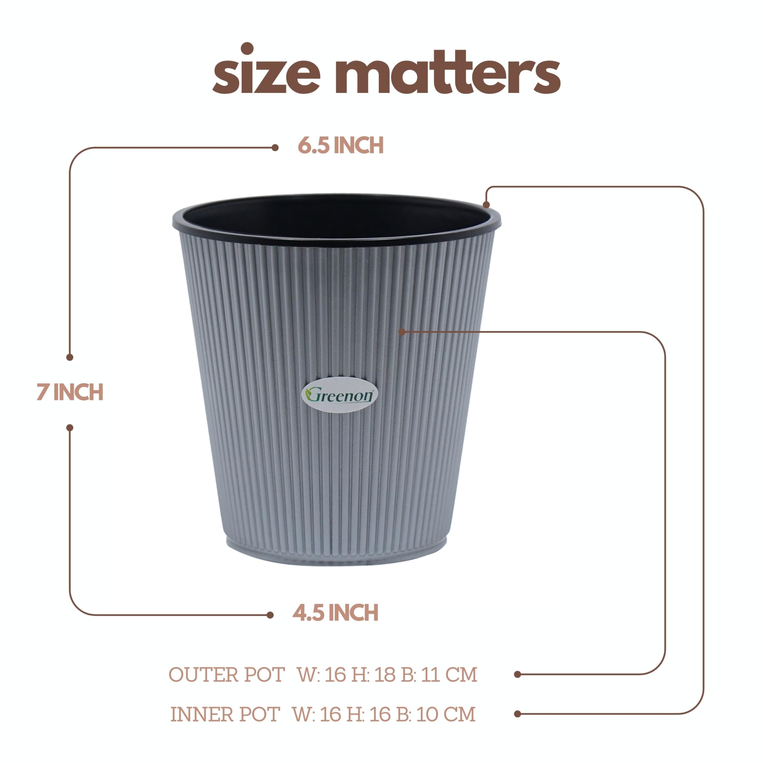 GREENON 7" Self-Watering Plant Pots - Set of 8 -8 GREENON 7" Self-Watering Plant Pots - Set of 8 -8