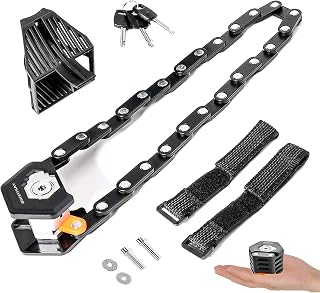 Folding Bike lock with bracket 3 key High Security Level Bike Chain Lock Made of Hardened Steel 85cm/33.5in chain lock Safety Folding Lock For Mountain bike/racing bike/BMX/MTB (black)