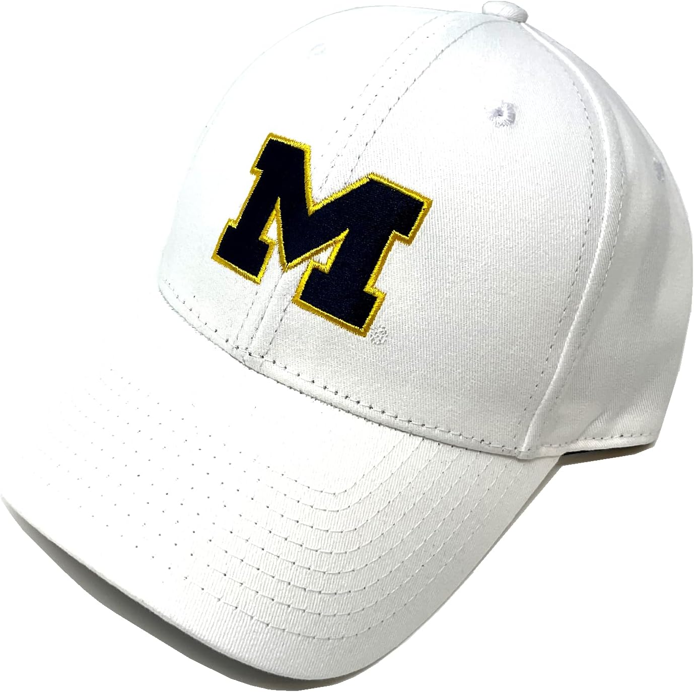 MVP Michigan Wolverines Logo Solid White Curved Bill Adjustable Hat