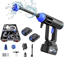 【強化版】 高圧洗浄機 コードレス 充電式 水圧洗浄機 家庭用 洗車 6MPa最大吐出圧力 水噴射量5.2L/min 24V 500W 自吸式 多機能ノズル付き洗車機 【6段階マルチスプレー】２つ大容量バッテリー 搭載 自動アクセサリーガーデンホースノズル水スプレー充電式 洗車/庭/階段/屋外/黄砂/外壁/ベランダ/キャンプ用品/年末大掃除/多用途洗浄 日本取扱書付き