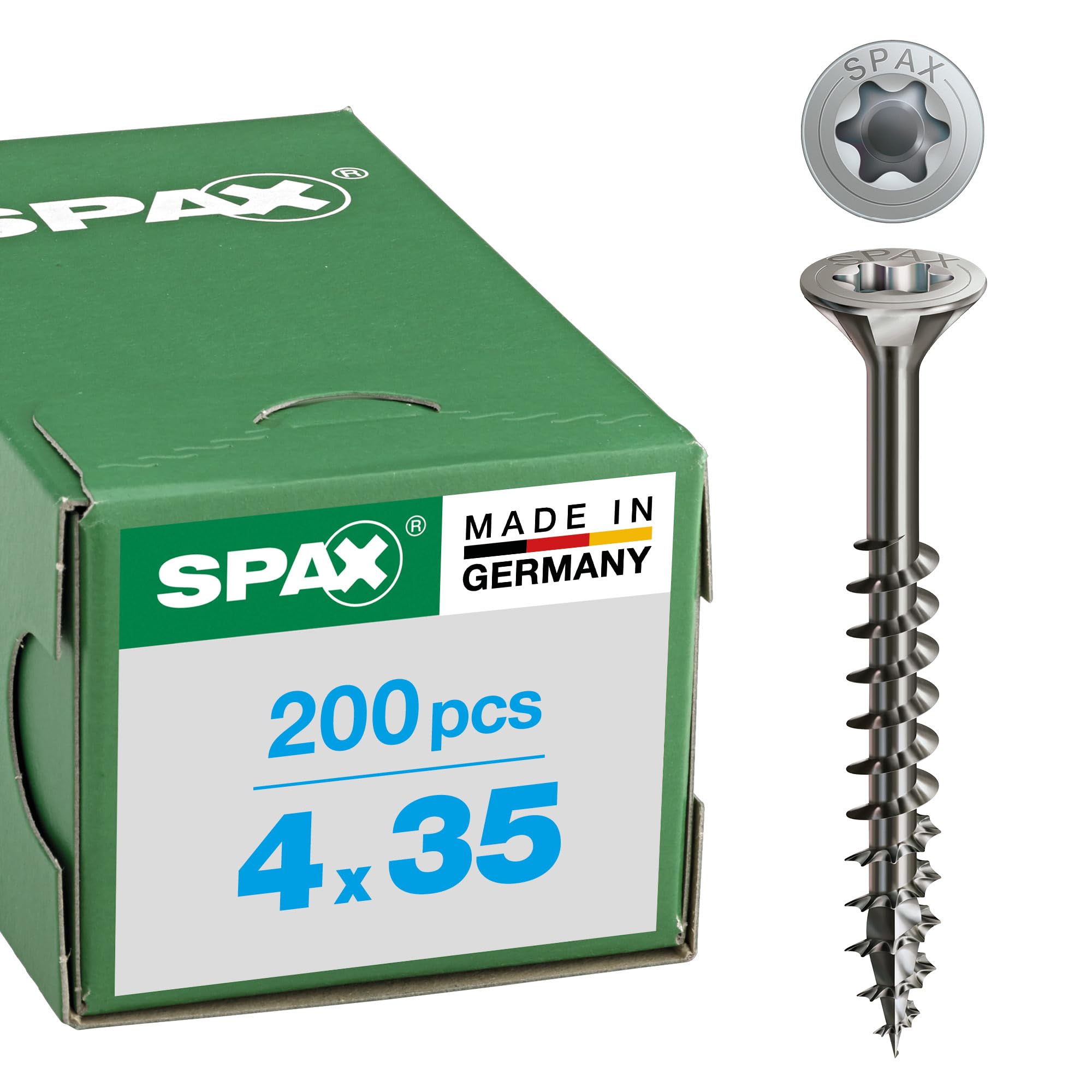 Spax T-Star Plus – All-Purpose Screw, Countersunk Head, T, 4Cut, Partial Thread, Stainless Steel A2, 1.4567 – 0197000350303, 0197000400353