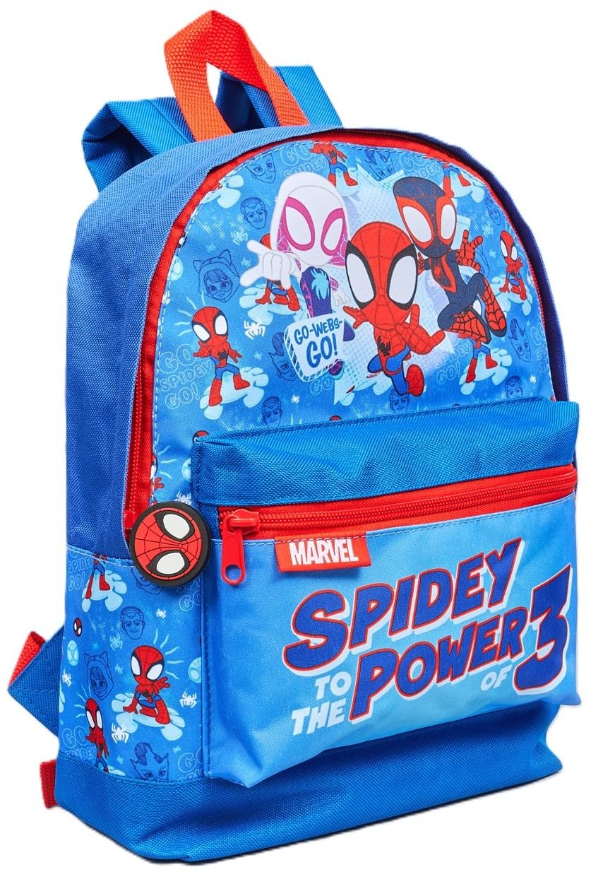 Marvel Spidey and His Amazing Friends Kids Backpack | Spiderman School Bag Lightweight & Durable Polyester Rucksack | Perfect for Nursery, Preschool & Travel | “Spidey to the Power of 3” Design