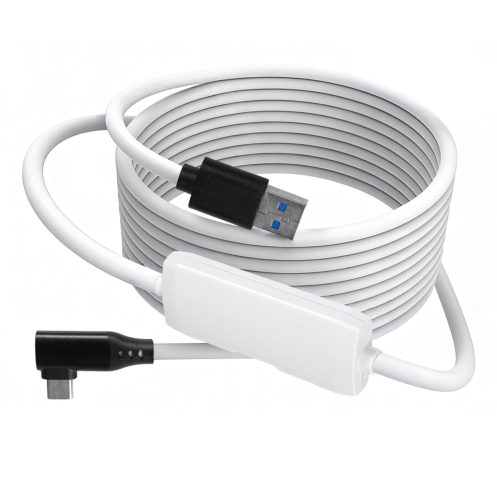 Cavo di collegamento con porta di ricarica rapida 4,6 m, USB 3.0 tipo A a C, cavo di ricarica ad alta velocità per trasferimento dati per cuffie VR e PC da gioco, bianco