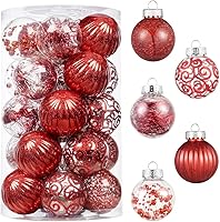 Vista 20 de XmasExp Juego de 8 piezas de adornos de bolas de Navidad - Esferas grandes de plástico transparente inastillable para árbol de Navidad, bolas