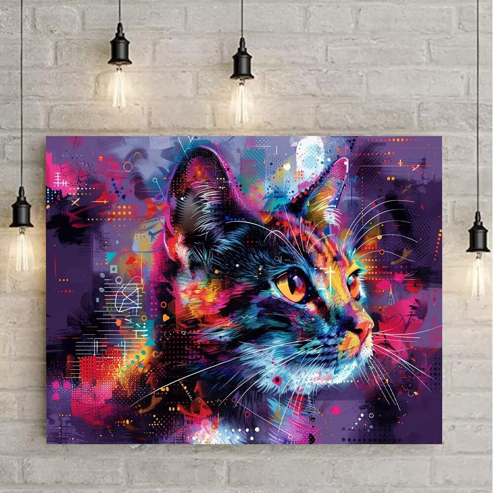 5D Diamond Painting Kit Completo Gatto Quadri con Perline 135x100cm N-Z95EA | Pittura Diamante, 5D Diamantini Crystal Art DIY Full Drill Round Ricamo Kit Punto Croce per Decorazione Parete Casa, Regalo