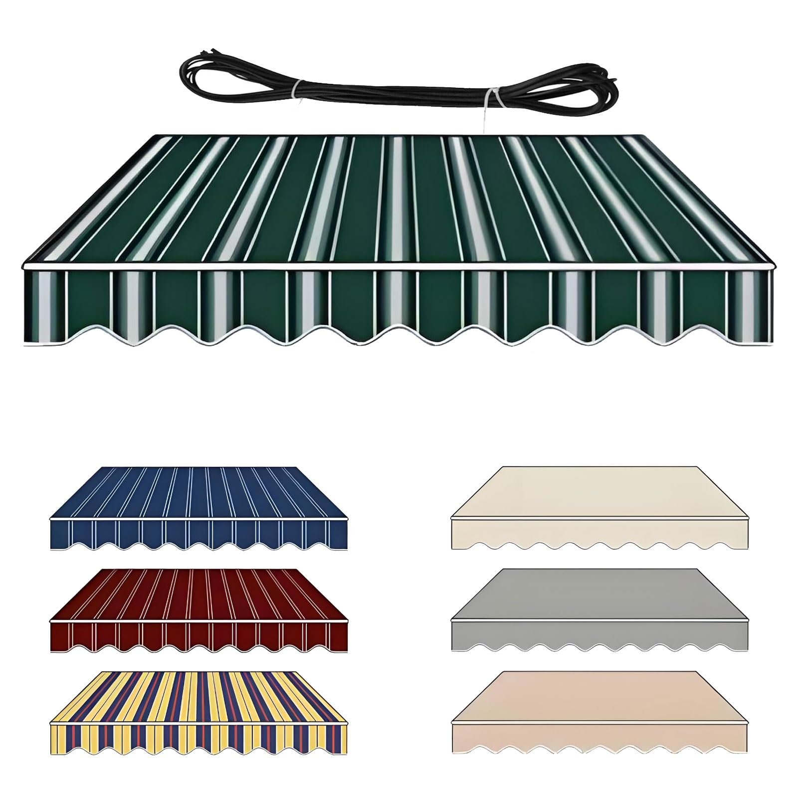Toile pour auvent de terrasse haut grammage 280g vert imperméable 4 x 4,3 m