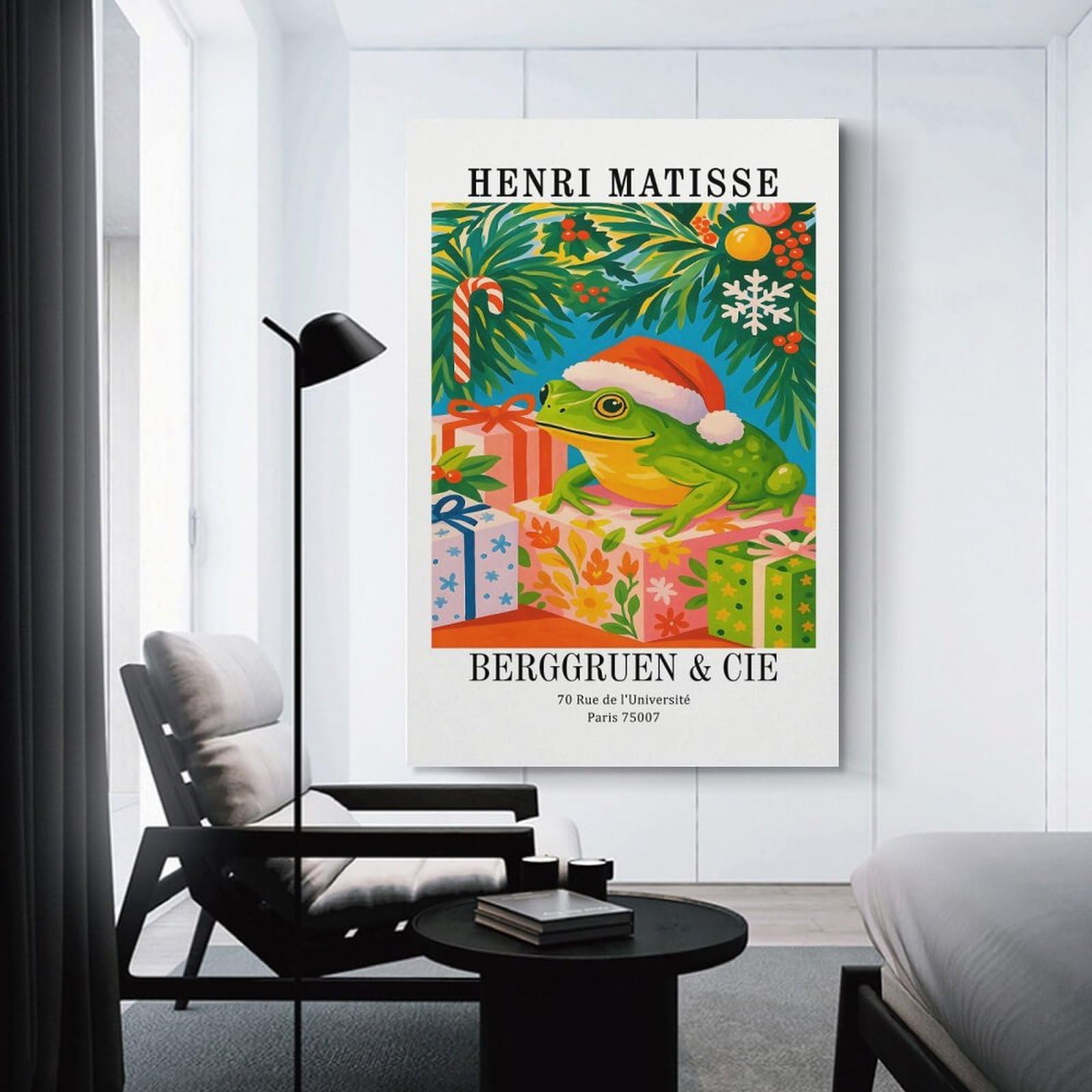 Junmoney Henri Matisse Christmas Frog Art Print Home Decor Wall Art, 24x36inch(60x90cm), for New Homes, Bedrooms Or Workspaces, Gift Idea for Housewarming And Birthdays