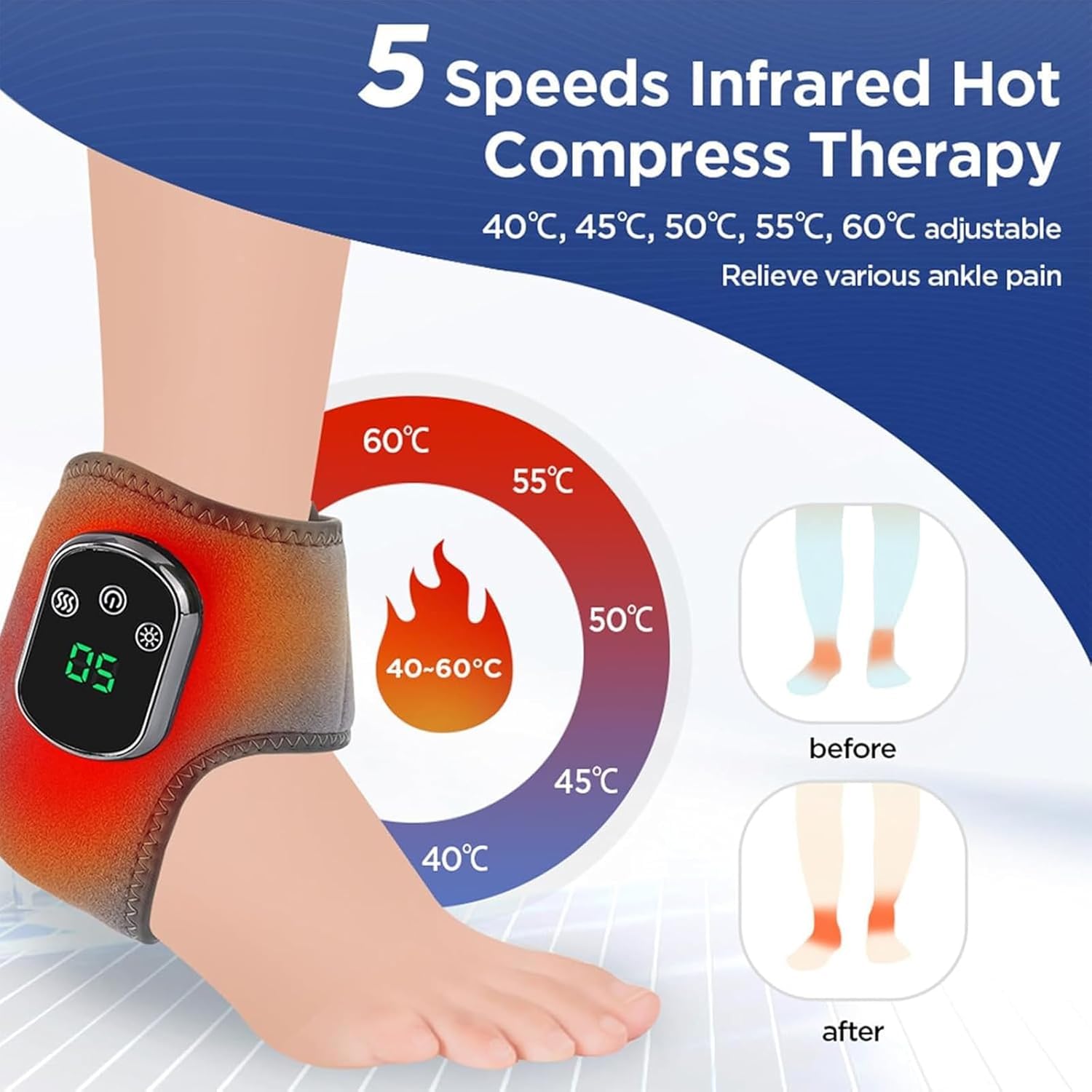 Foot Renew Triple Method Massager, Portable Wireless Electric Foot Massager for Neuropathy, Customizable Massage with 3 Vibration Modes & 5 Heat Levels for Circulation and Muscle Recovery (1PC)