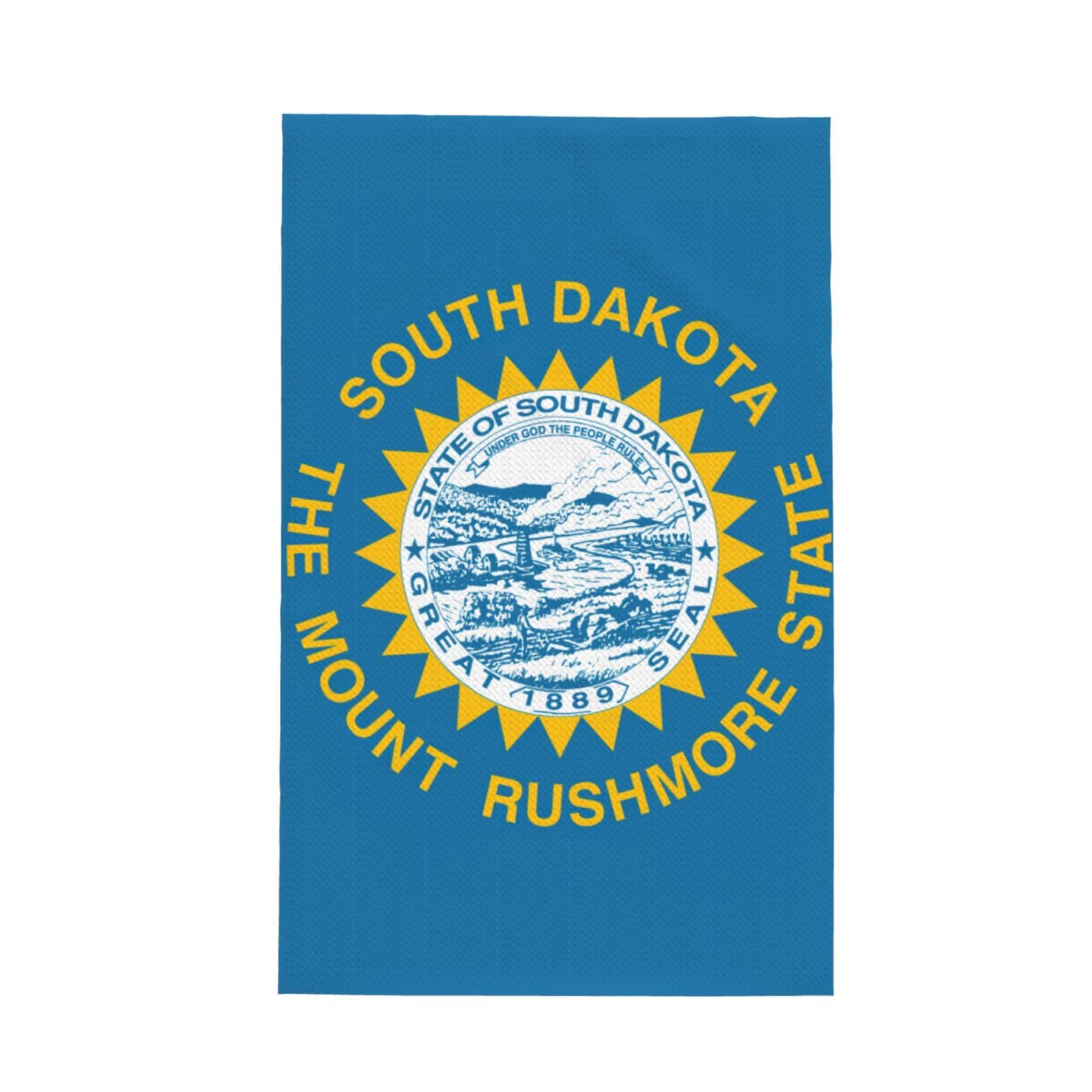 Xxahnbm Black South Dakota Flag Print Waffle Kitchen Towel,Absorbent Hand Towel