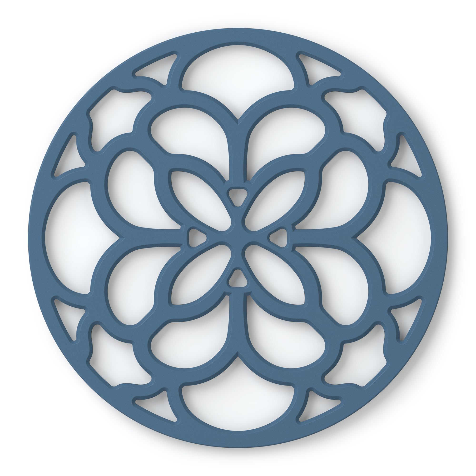 Zeal Silicone Trivet Mat for Hot Pots and Pans – Heat-Resistant, Non-Slip Kitchen Worktop Protector, Round Heritage Design, 18cm (Provence Blue)