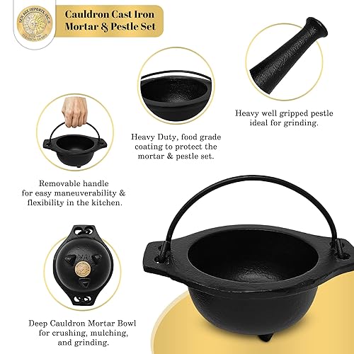 Miniatura 3 de Juego de mortero y mortero de caldero de hierro fundido