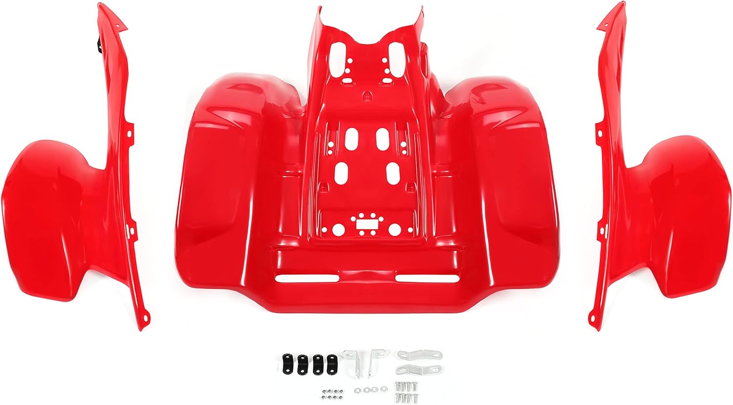KUAFU Front & Rear Fender Set Compatible with 1986-1989 Honda TRX250 250R Mudguard Mud Flaps 2PCS Fender Kit ABS Plastic - Red Replacement for 117012 117022