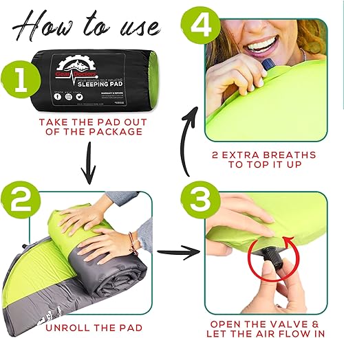 Miniatura 4 de Gear Doctors Almohadilla de dormir autoinflada para acampar 4.3 R, aislada, 1.5 pulgadas, tapete inflable de espuma para dormir, colchón de aire
