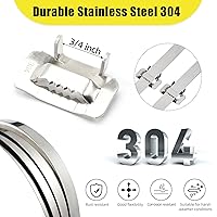 Vista 3 de Kit de herramientas tensoras de bandas de flejado de embalaje, bobina de bandas de acero inoxidable 304 de 3/4 "x 100 pies, 100 hebillas Ear-Lokt.