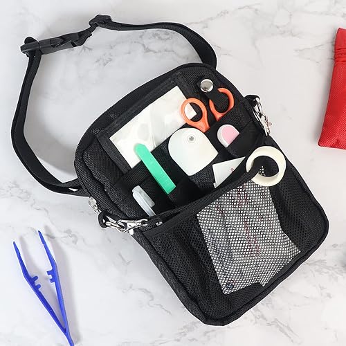 Miniatura 7 de Wessleco Riñonera de enfermería para enfermeras, cinturón de herramientas de enfermera con soporte para estetoscopio, Mejora negro