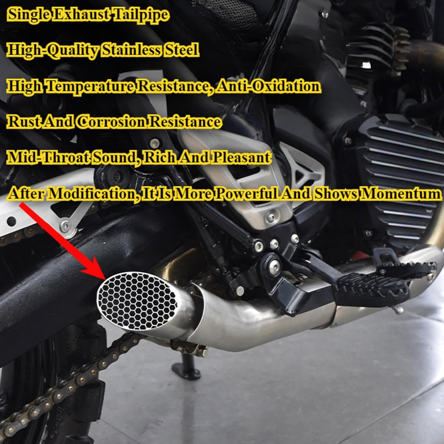FOR Scrambler 400 x Scrambler 400x SPEED 400 Speed 400 2024 2025 Motorcycle Exhaust Modified Racing Silencer Escape Motorcycle Slip Exhaust Honeycomb Tail Mouse Slip-on Mufflers (Black)