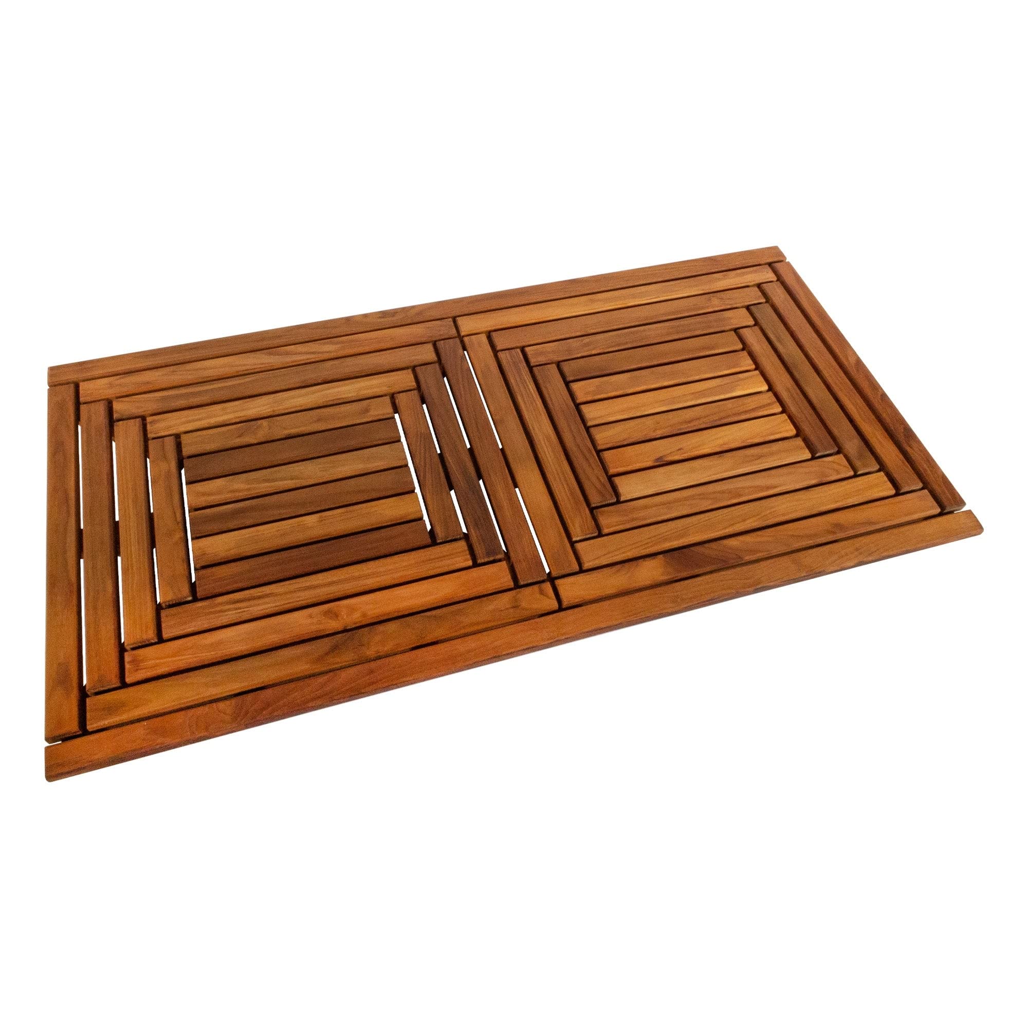 Teak Oiled Double Framed Shower/Bath Mat 39" X 19" Brown