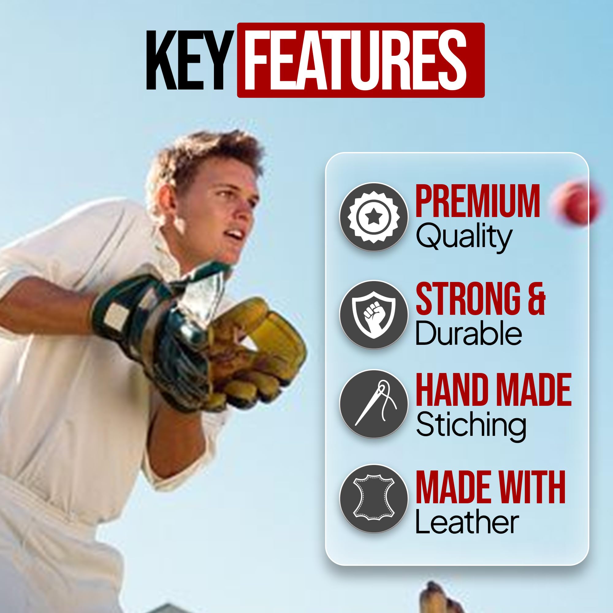 Leder Cricket Ball Senior Handgenähte Match-Qualitätsbälle Gewicht 5,50 Unzen