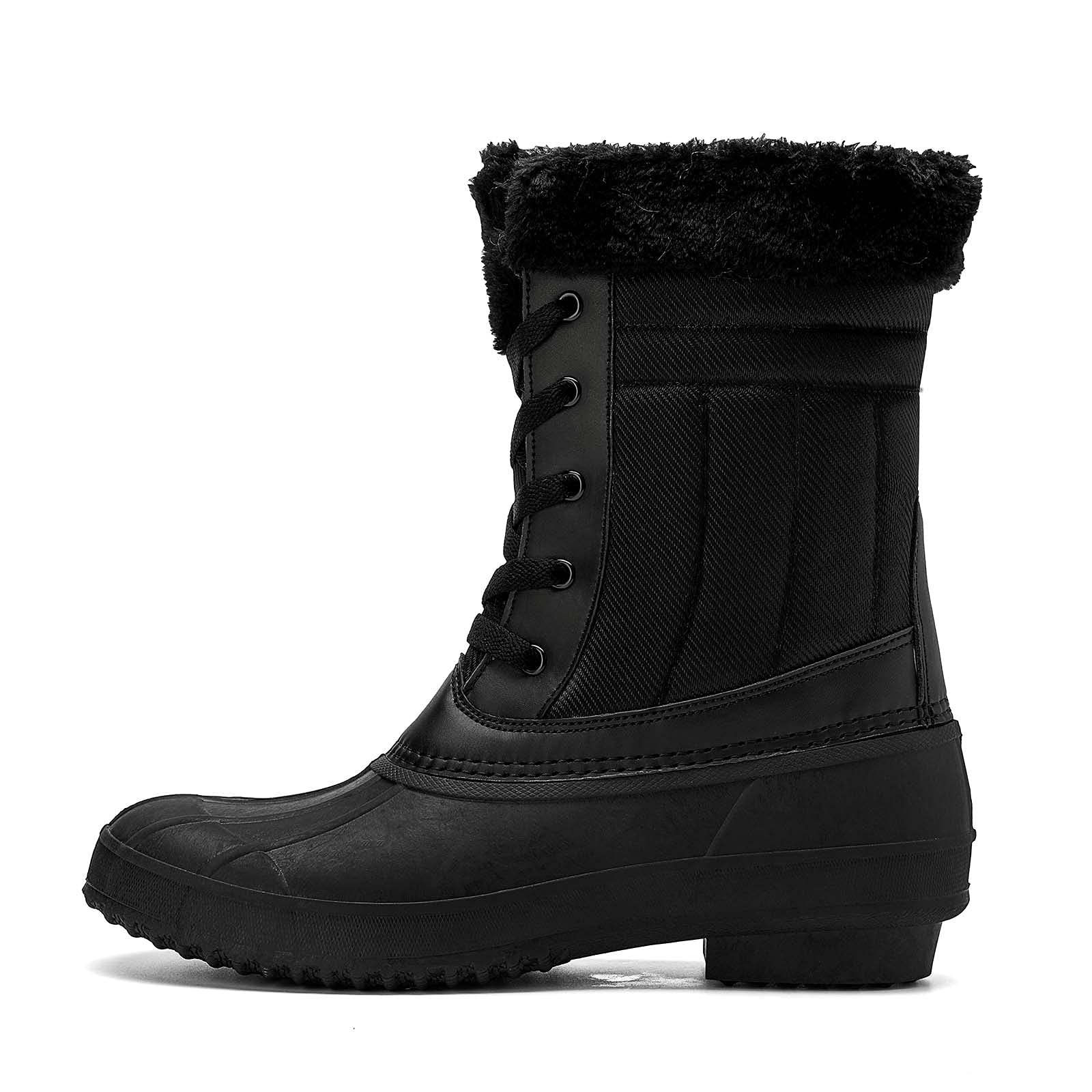 Damskie zimowe buty z kaczką wodoodporne buty przeciwdeszczowe na zewnątrz ciepłe buty śniegowe, czerń 2, 37.5 EU