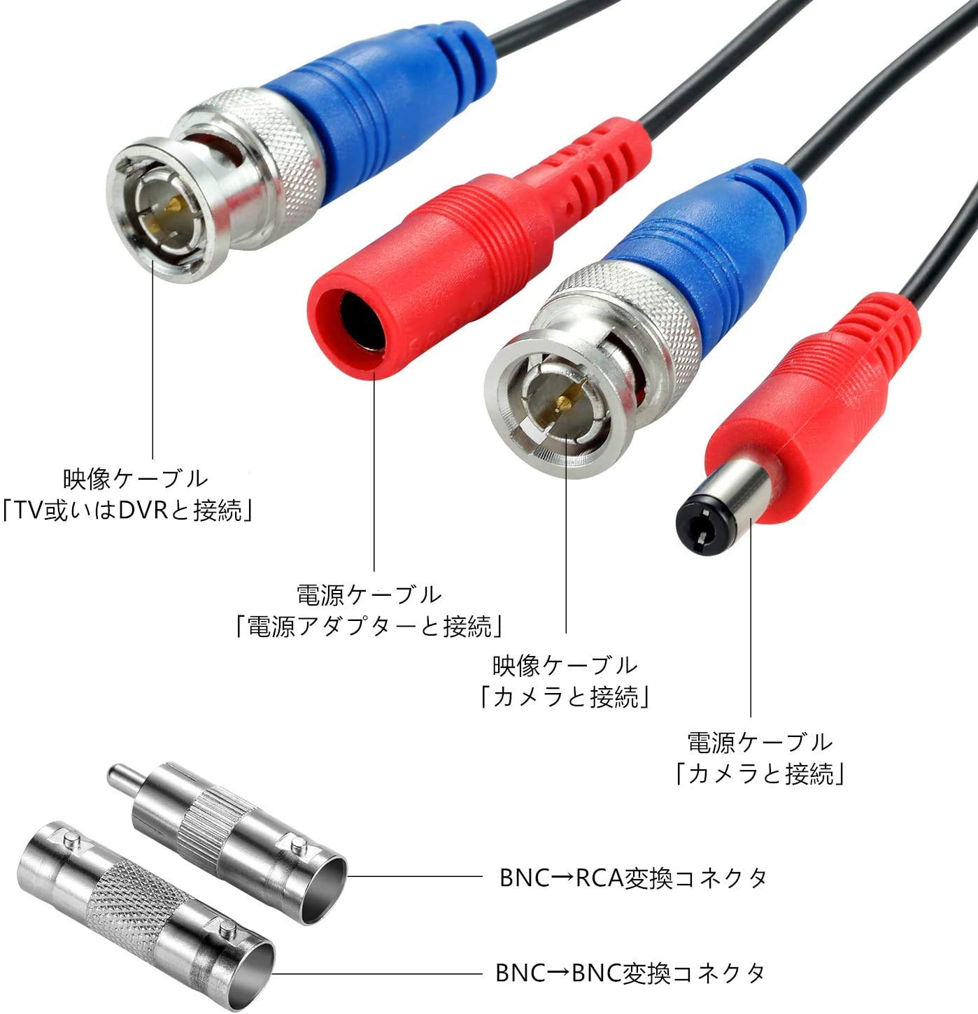 Amazon.co.jp: ZOSI BNCケーブル 防犯カメラ用 映像+電源一体型
