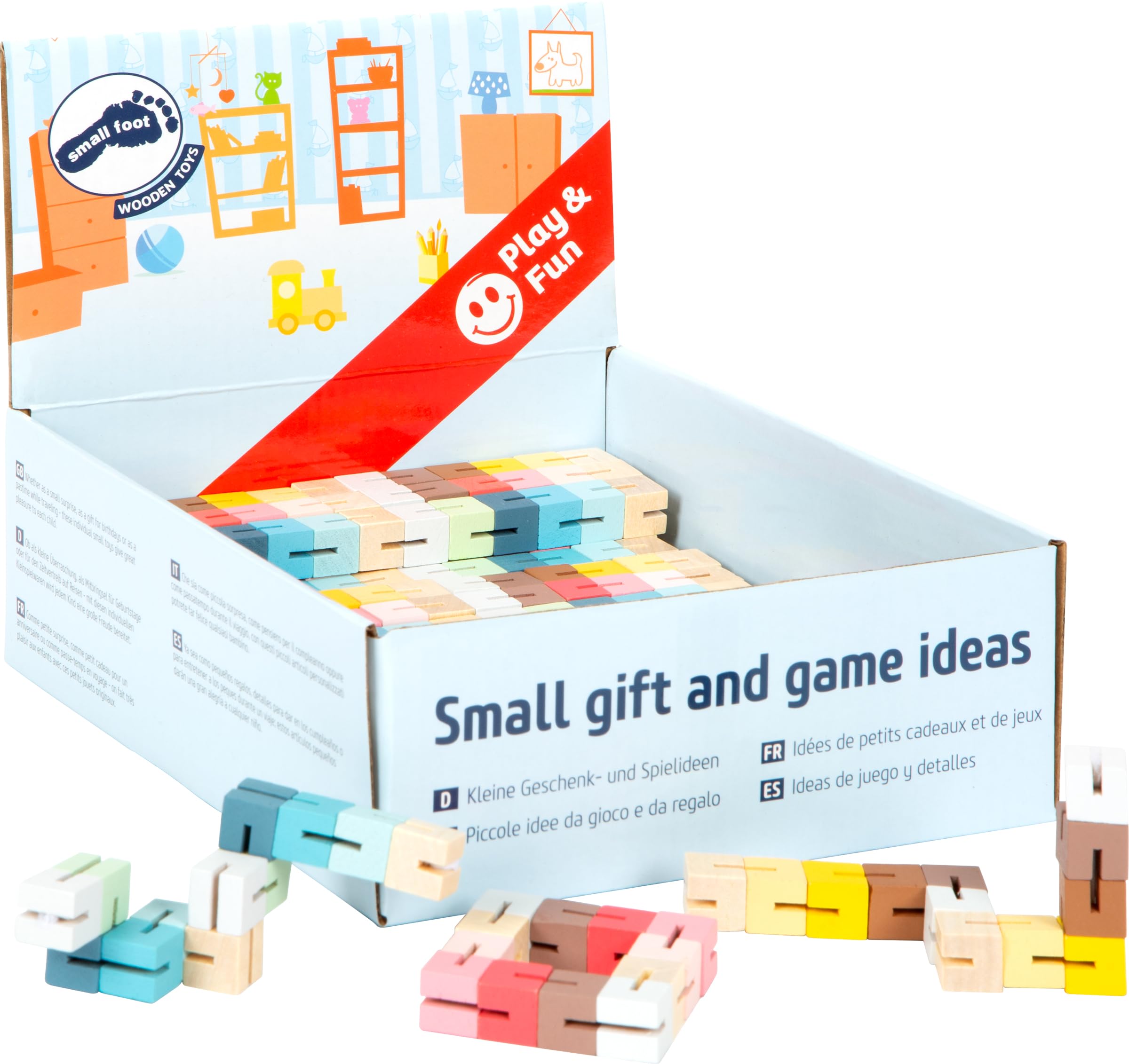 Small Foot Display Knobelspiel Magische Schlange aus Holz, 24er Set Biegeschlangen für Kinder ab 12 Monaten, 12345