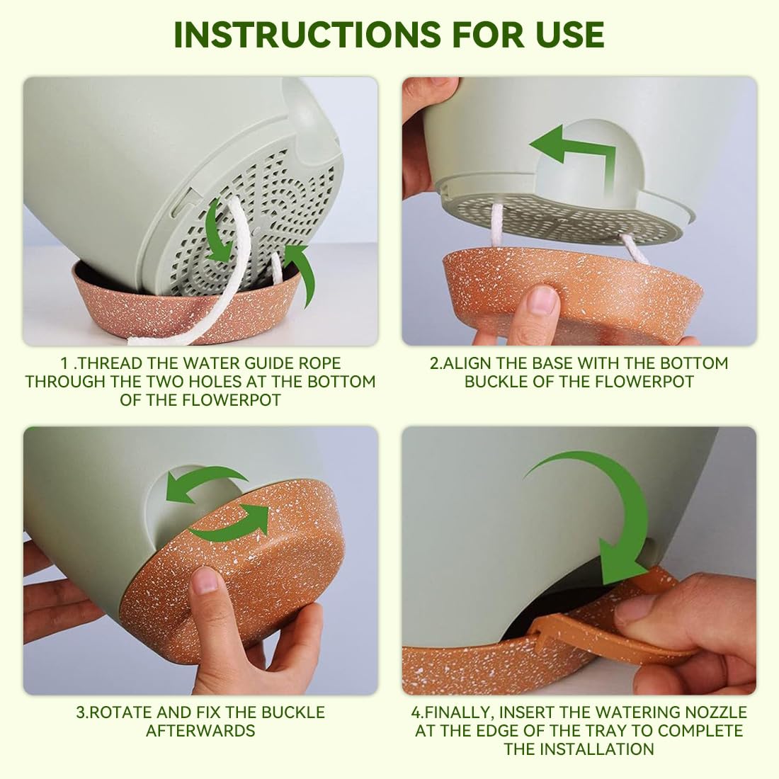 Nuotuv 8/9/10 Inch Large Self Watering Pots, Plastic Flower Pots with Multi Mesh Drainage Holes and Water Level Indicator & Deep Reservoir for Indoor Outdoor Garden Plants and Flowers (): Green