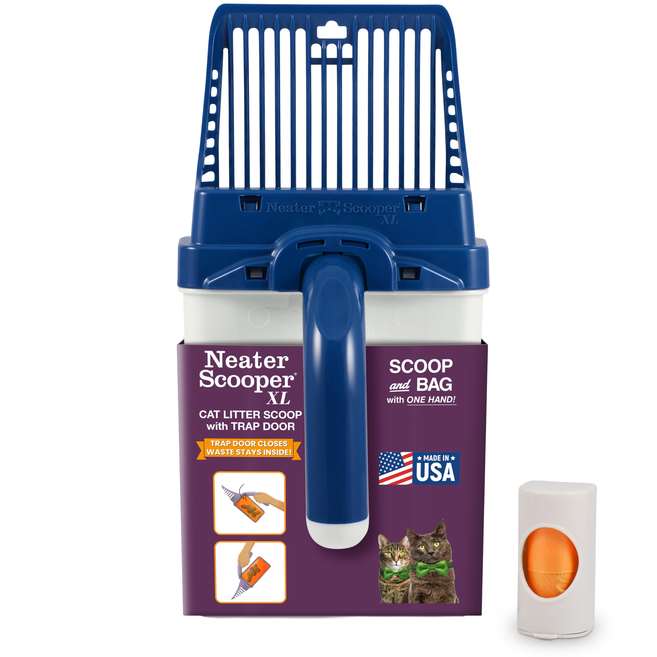 Neater Pet Brands Neater Scooper XL Cat Litter Scoop, 15 Refill Bags – Extra-Large Capacity Mess-Free Cat Litter Scooper with Bag for Large &amp; Multiple Cats, Spill-Proof Litter Box Scooper with Holder