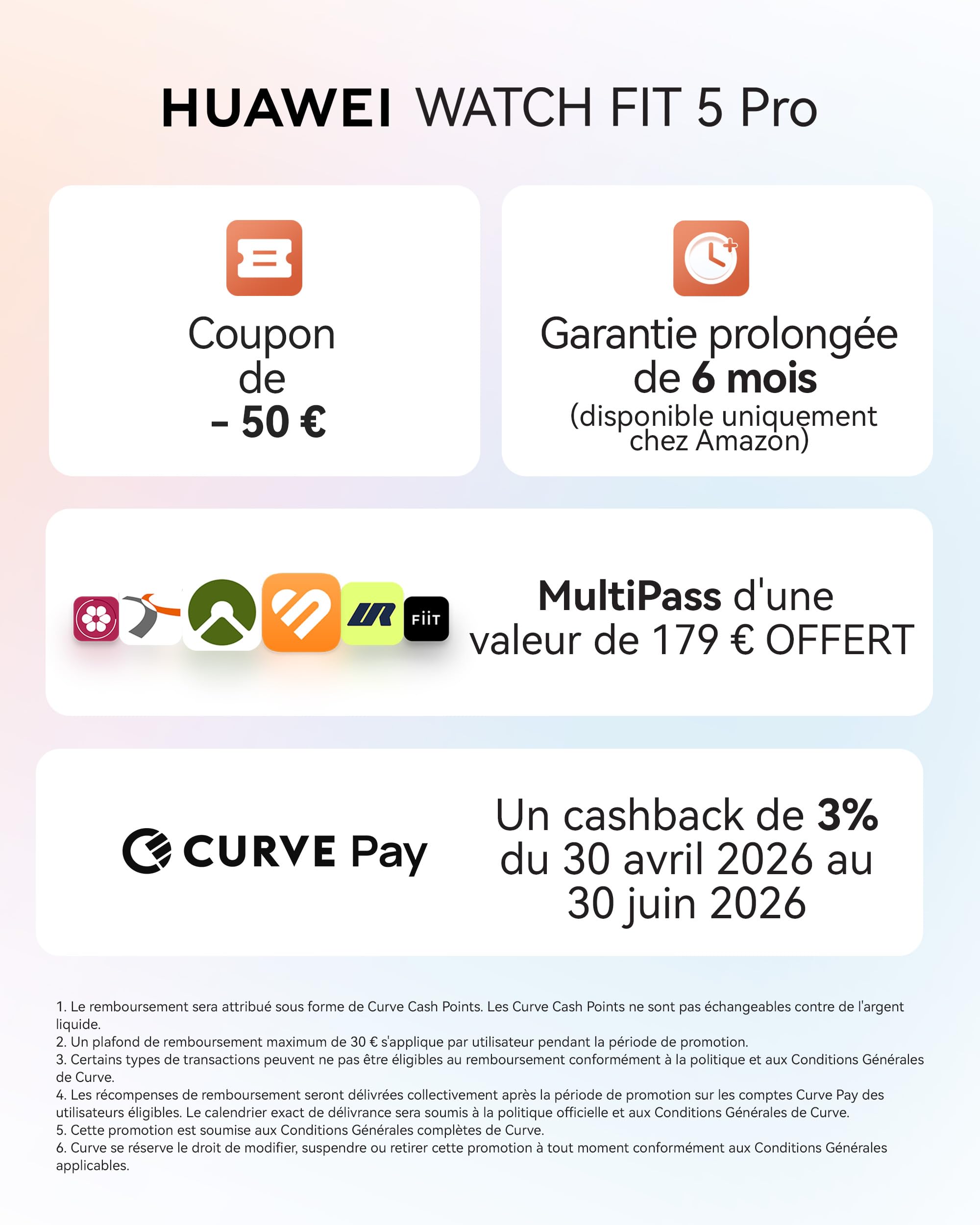 HUAWEI Watch FIT 5 Pro Montre connectée GPS ECG Écran AMOLED 1,92'' Verre Saphir Résistance à l'eau 5 ATM NFC Orange