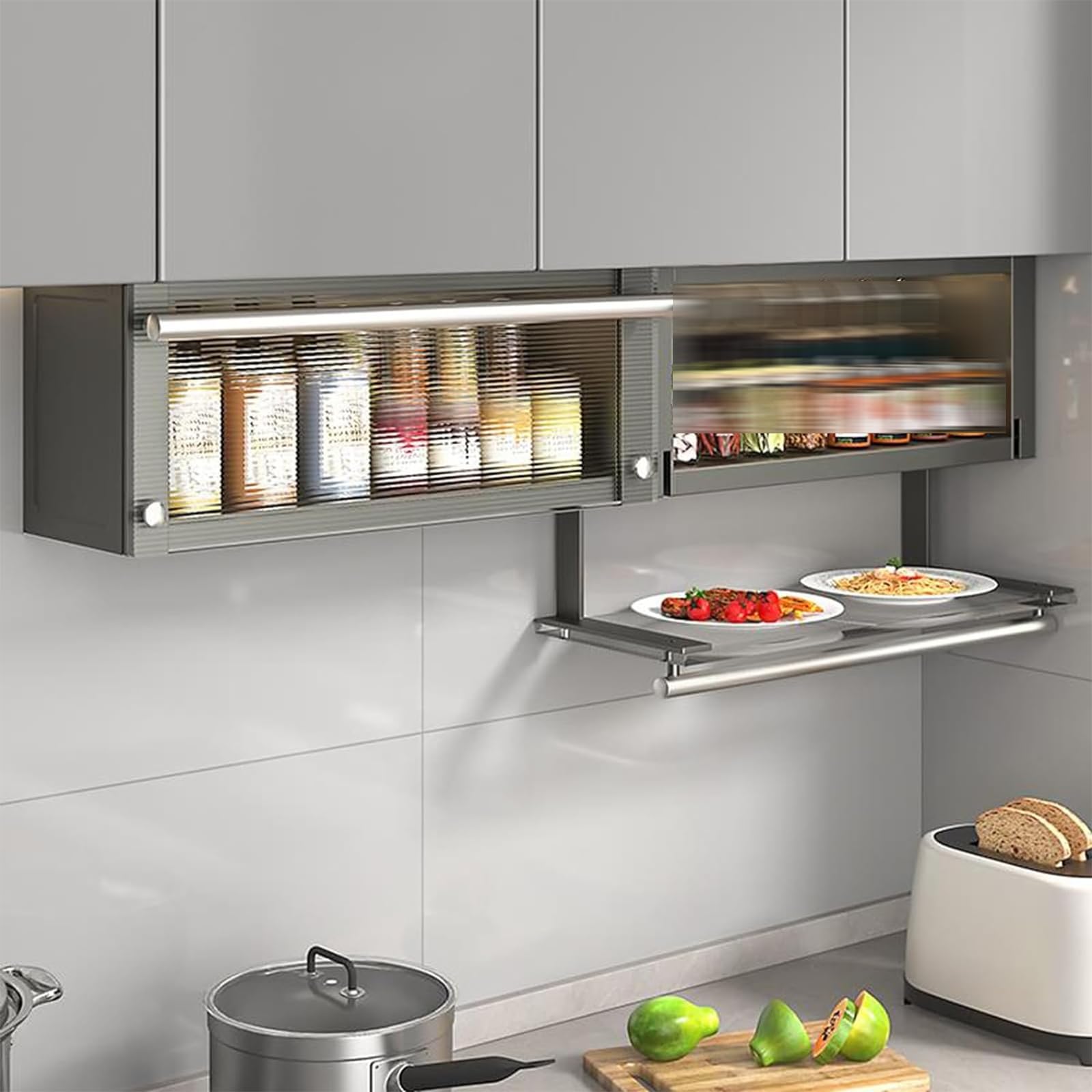 Portaspezie In Acrilico Trasparente Da Parete – Confezione Da 2, 15,2 Cm. Montaggio Con Adesivo O Vite, Per Porta Armadio O Cucina. Con Copertura Di Sicurezza, Visibilità Totale. - 3