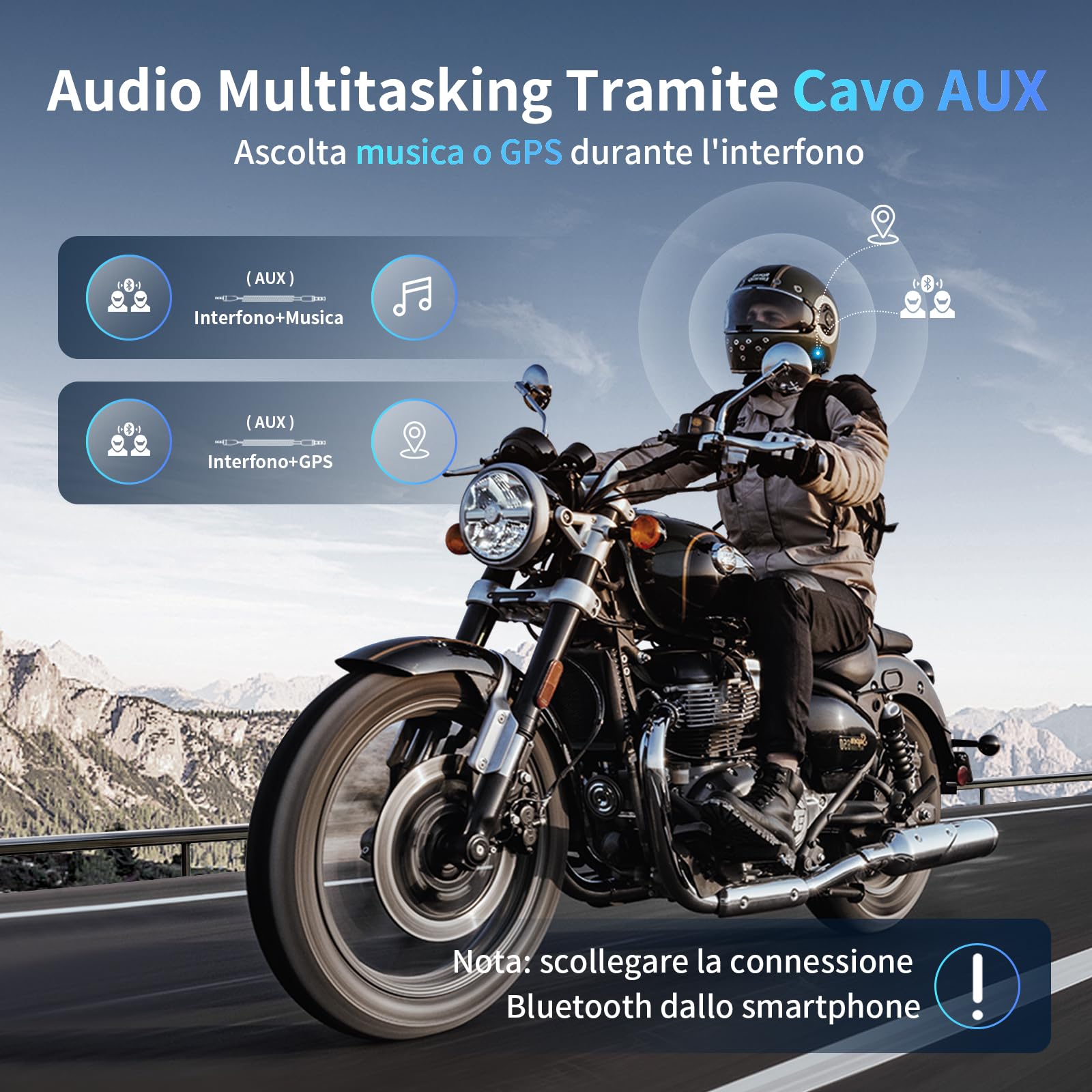 Fodsports M1-S PRO Interfono Moto V2.1, Interfono Casco Moto da 2000m per 8 Motociclisti, 5.0 Bluetooth Auricolare Moto con Condivisione Musicale, Audio Multitasking Cablato, Cancellazione del Rumore