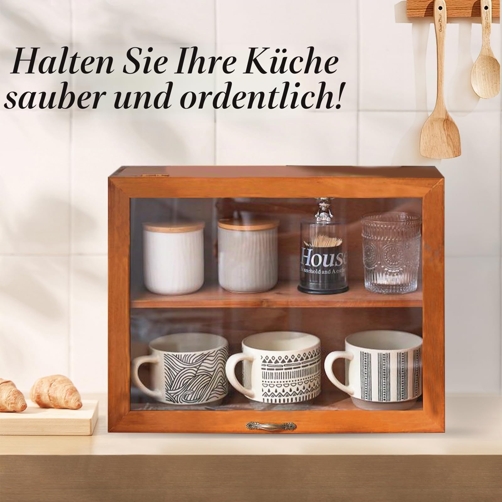 tassen aufbewahrung schrank Mini Schrank, Tassenhaler 2-Stöckiges, Kaffeetassehalter,Brotkasten Aufbewahrungsbox Holz, Tassenständer, Einfach Zu Montierende Ablageschrank für Küche und Ecke Küche, Haushalt & Wohnen Katalog26 Scooter Getränke-Regal für Bar 3D Effekt:dunkelblau