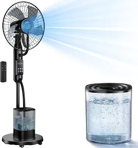 Misting Fan with 4L Water Tank, 5 Speeds, 3 Modes, Remote Control, and Adjustable Oscillation