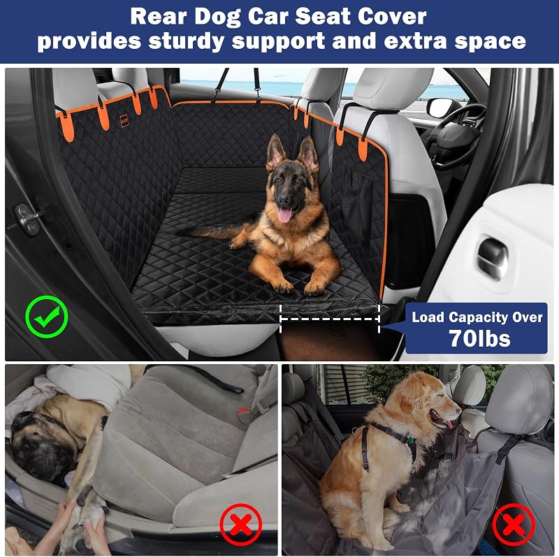 Husă auto pentru bancheta din spate JOEJOY, extensibilă, impermeabilă, rezistentă la zgârieturi, cu bază rigidă și centură de siguranță