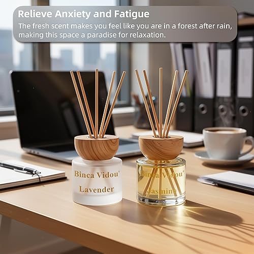 Miniatura 7 de binca vidou - Juego de difusores de aceite de aroma natural de lavanda y jazmín con varillas para decoración de aromaterapia en casa, oficina, baño