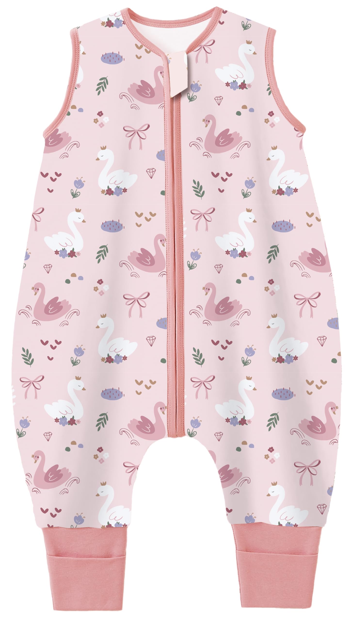 Chilsuessy Baby Schlafsack mit Füße 1.5 Tog Ganzjahres Schlafsack Baby Schlafsäcke Babyschlafsack mit Beinen für Säugling kleine Kinder, 1.5 Tog/Schöner Schwan, 100cm/Baby Höhe 110-120cm