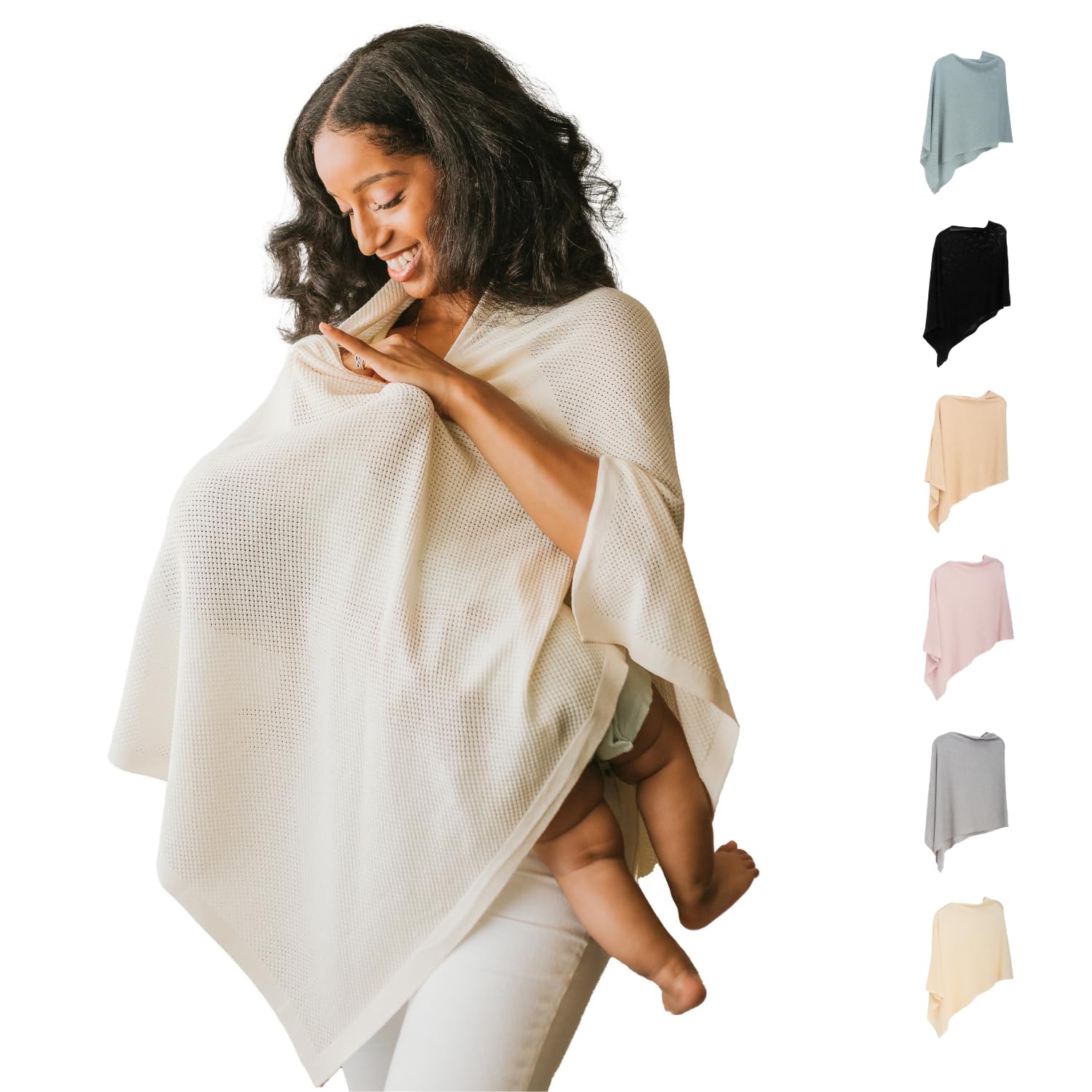 Photo 1 of Breathable Nursing Cover Up for Breastfeeding - Privacy Nursing Covers - Newborn Essentials Must Haves - Improved Ponchy by Gold Mamas - Sand