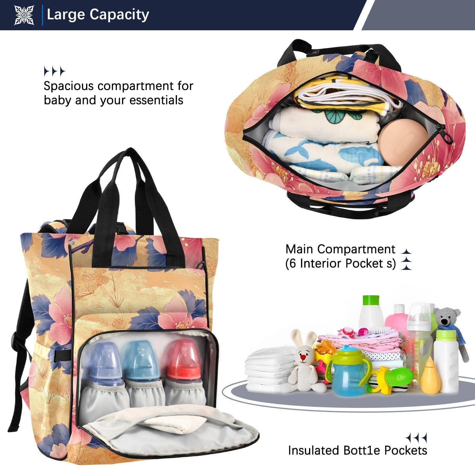 Borse Per Pannolini Per Bambina Bambino Primavera Safari Fiori